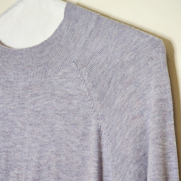 NEW Loft Mock Neck Sweater Heather Lilac Ruffle Cuffs Preppy Fall Winter Comfy - Picture 4 of 13